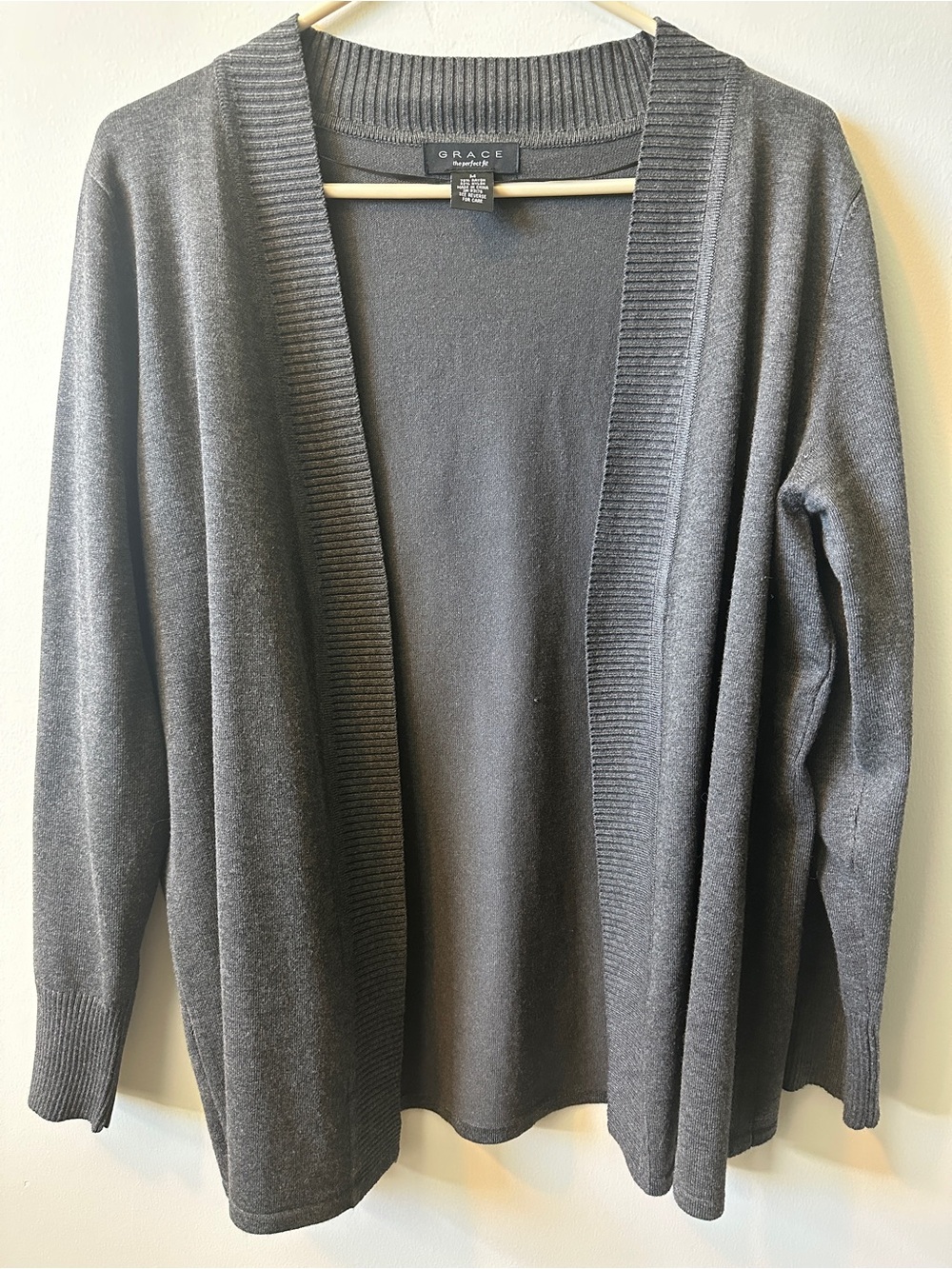 GRACE Open-Front Dark Gray Cardigan Sweater